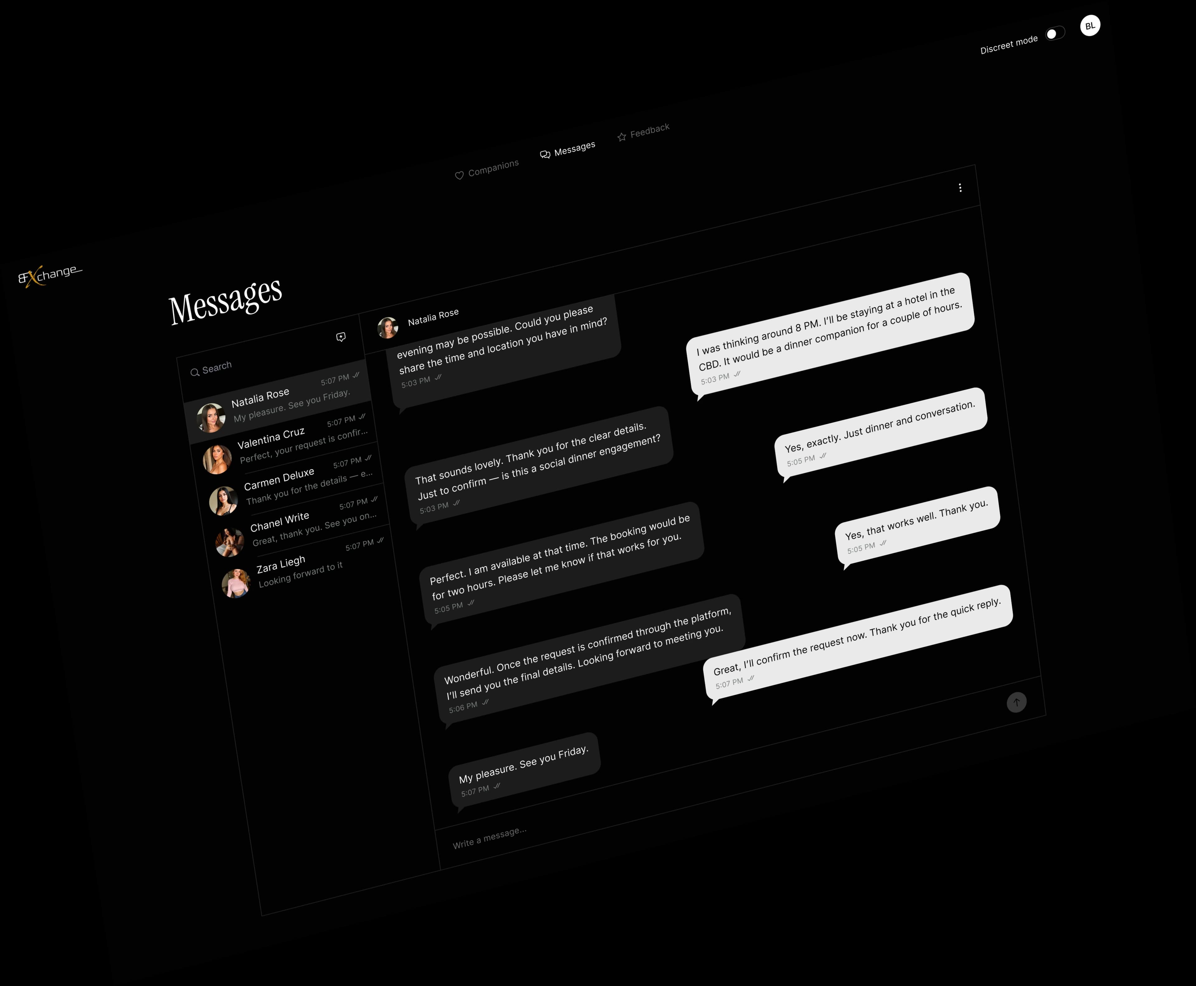 Messaging interface on laptop